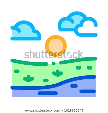 Zdjęcia stock: Current River Among Urban City Icon Vector Outline Illustration