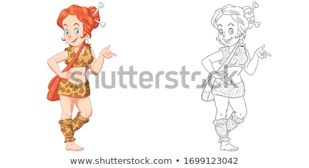 Stock fotó: Cartoon Girl Barbarian Smiling