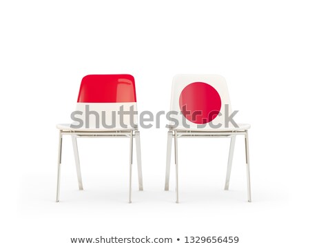 Stock fotó: Two Chairs With Flags Of Indonesia And Japan