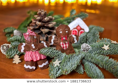 Stockfoto: Christmas Gingerbread Men Made Of Felt