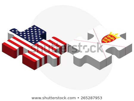 Stockfoto: Usa And Bailiwick Of Jersey Flags In Puzzle