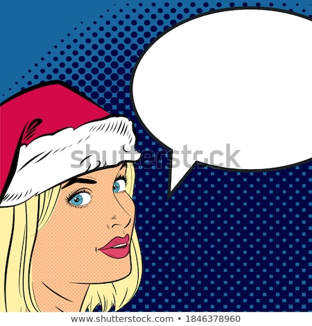 Foto stock: Pop Art Santa Girl Pin Up Santa Girl Santa Girl With Speech Bu