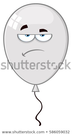 Stock photo: Grumpy Gray Balloon Cartoon Mascot Character