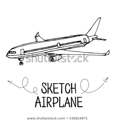 Zdjęcia stock: Front View Of Airplane Hand Drawn Outline Doodle Icon