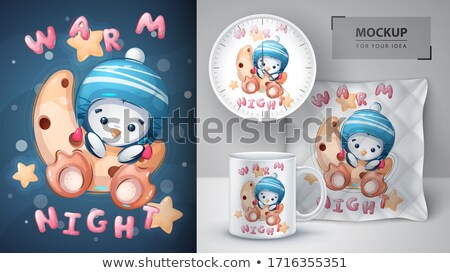 Penguin On The Moon - Poster And Merchandising ストックフォト © rwgusev