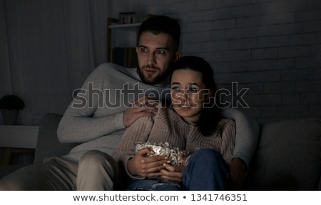 ストックフォト: Couple Watching An Horror Movie