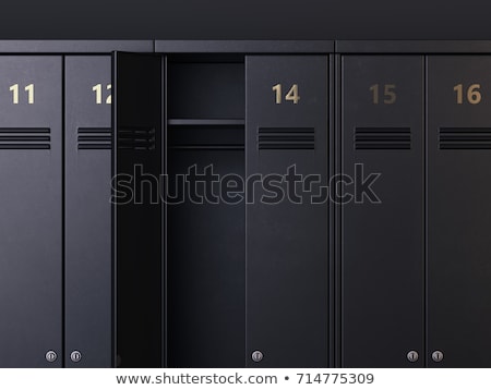 Foto d'archivio: Black Lockers With One Opened 3d Rendering