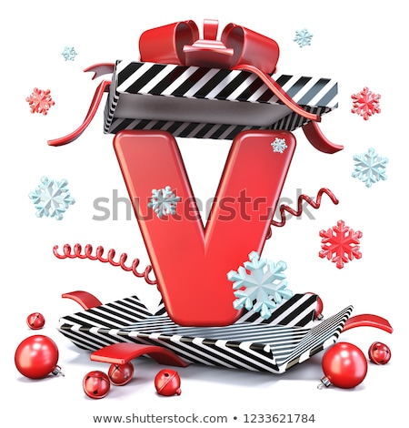Stockfoto: Red Christmas Ball With Ribbon And Bow On White Background Vector Illustration