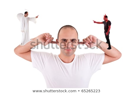 Stok fotoğraf: Young Man Holding Fingers In His Ears Bored Not Listening