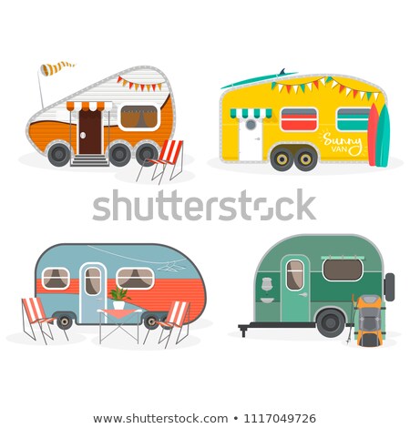 Foto stock: Camping Family Caravan Car Icon