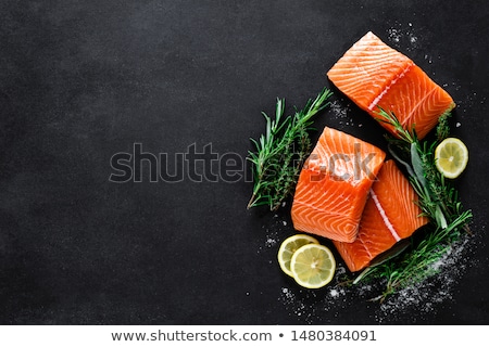 ストックフォト: Raw Salmon Fish Fillet And Ingredients For Cooking