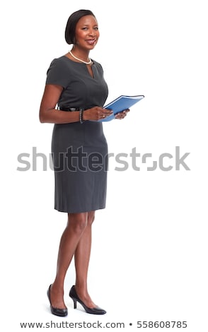 代表文件夾的女商人的肖像 商業照片 © kurhan