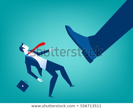 Сток-фото: Giant Businessman Kicking Out Little Businessman