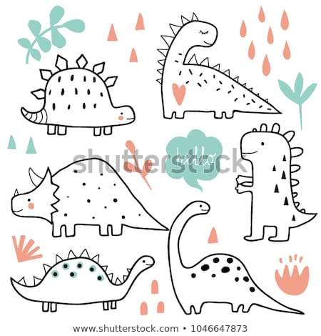 Foto d'archivio: Animal Outline For Cute Dinosaur