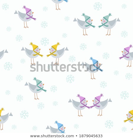 Foto stock: Whimsical Cartoon Girl In Winter Clothing