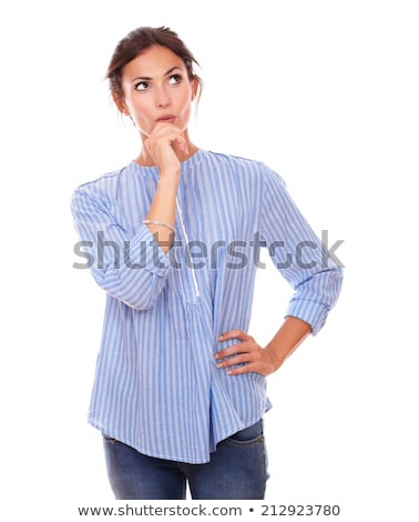 Stockfoto: Pensive Young Woman Looking To Her Left Up