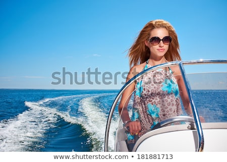 Stockfoto: Ooi · Meisje · Op · Speedboot