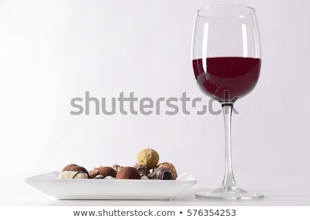 Stock fotó: Glass Of Wine And Chocolate Isolated On White Background