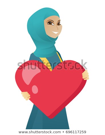 Сток-фото: Muslim Business Woman Holding A Big Red Heart