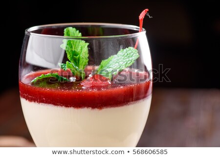 Stock fotó: Panna Cotta In A Glass With Cherries