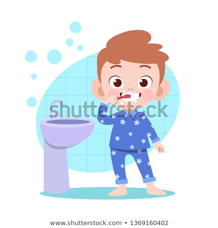 Stock foto: Kid Boy Brushing Teeth