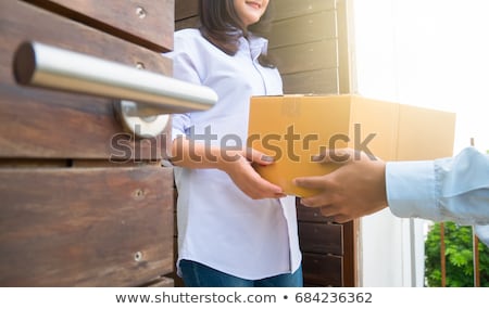 Stock foto: Delivery Service Concept Customer Hand Receiving A Cardboard Bo
