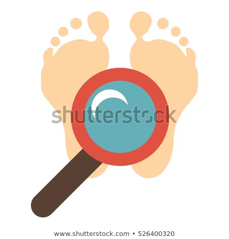 Stok fotoğraf: Magnifying Glass Over The Footprints Vector Illustration