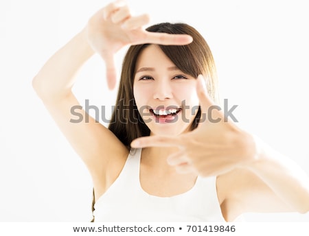 Foto stock: Asian Young Woman Framing Face