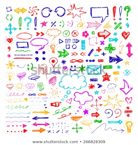 Stock photo: Hand Drawn Colorful Arrow Icons With Question And Exclamation Ma