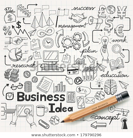 Stock fotó: Hand Drawn Business Icons Set