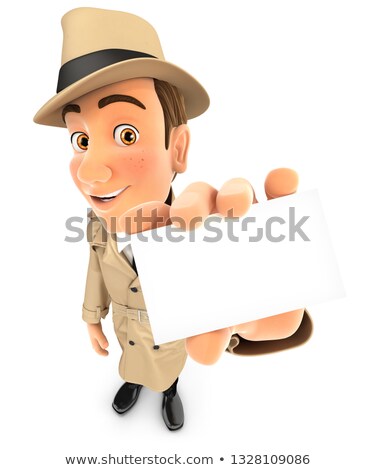 Stok fotoğraf: 3d Detective Holding Company Card