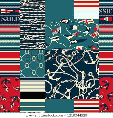 Zdjęcia stock: Seamless Pattern With Nautical Elements