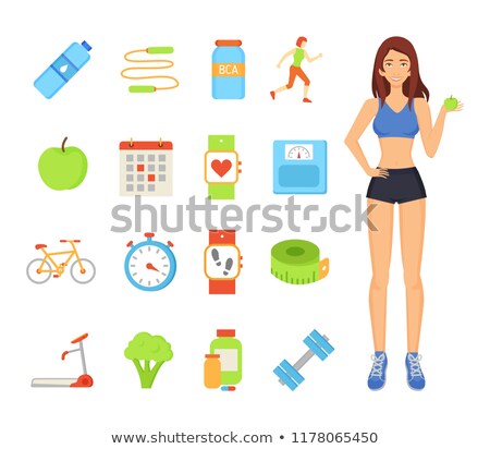 Stockfoto: Bcaa Vitamin And Timer Set Vector Illustration