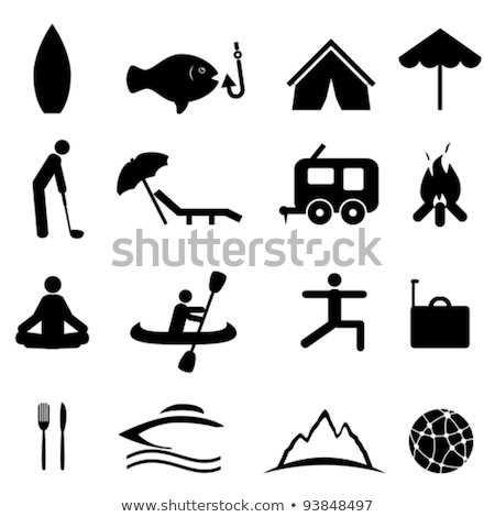 Beach Umbrella Canoeing Icon Vector Illustration Zdjęcia stock © SoleilC