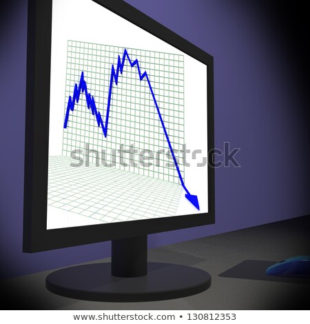 Foto stock: Arrow Falling On Monitors Showing Bad Statistics