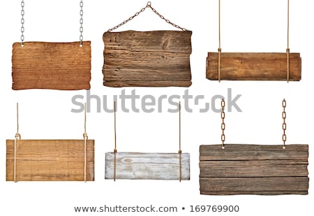 Foto stock: Wooden Signpost Hanging On Chains