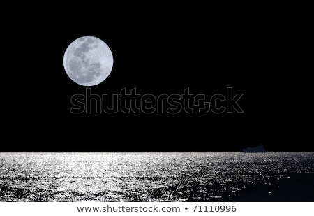 Stockfoto: Ship Sailing At Sea With Moonlight