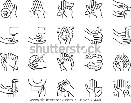 Foto stock: Dirty Hands And Bacteria Icon Outline Illustration