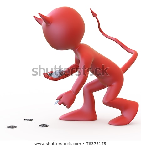 Stock photo: Devil Leaving A Path Of Dollar Coins