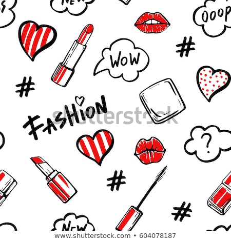 Foto stock: Beautiful Red Lips With White Speech Bubbles