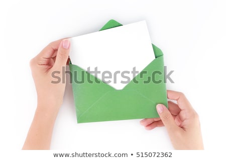 Сток-фото: Green Envelope With Cards Isolated On White Background
