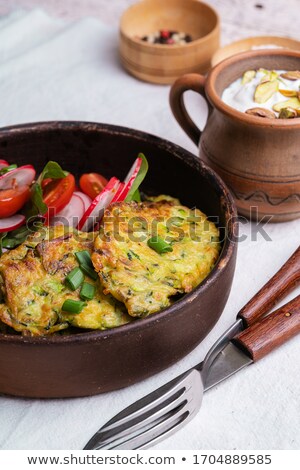 Foto stock: Zucchini Fritters With Tomatoes