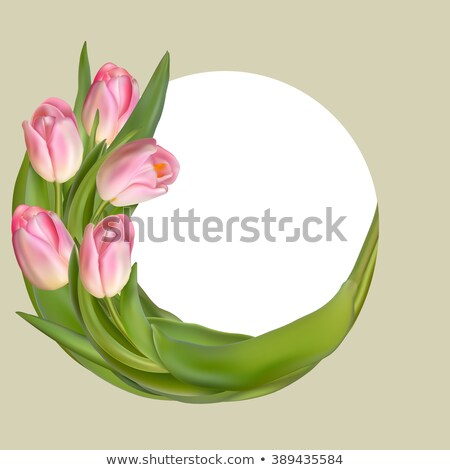 Foto stock: Circle Frame With Tulips Flowers Eps 10