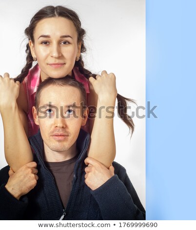 Foto stock: Fashion Woman Leans Elbow On Young Mans Shoulder