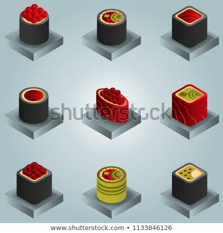 Foto stock: Sushi Color Isomeric Concept Icons