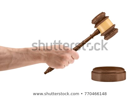 Stock fotó: Male Lawyer Or Judge Hands Striking The Gavel On Sounding Block
