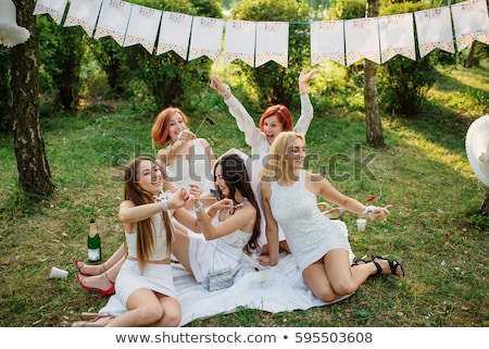 Stok fotoğraf: Girls Celebrate A Bachelorette Party Of Bride