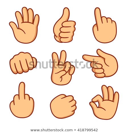 Stockfoto: Cartoon Hand - Finger Pointing Down - Vector Illustration