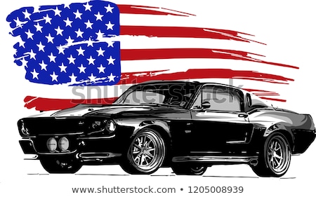 Zdjęcia stock: Old American Muscle Car Vector Backgroun