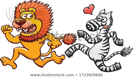 Lion Cartoon With Red Heart Сток-фото © zooco
